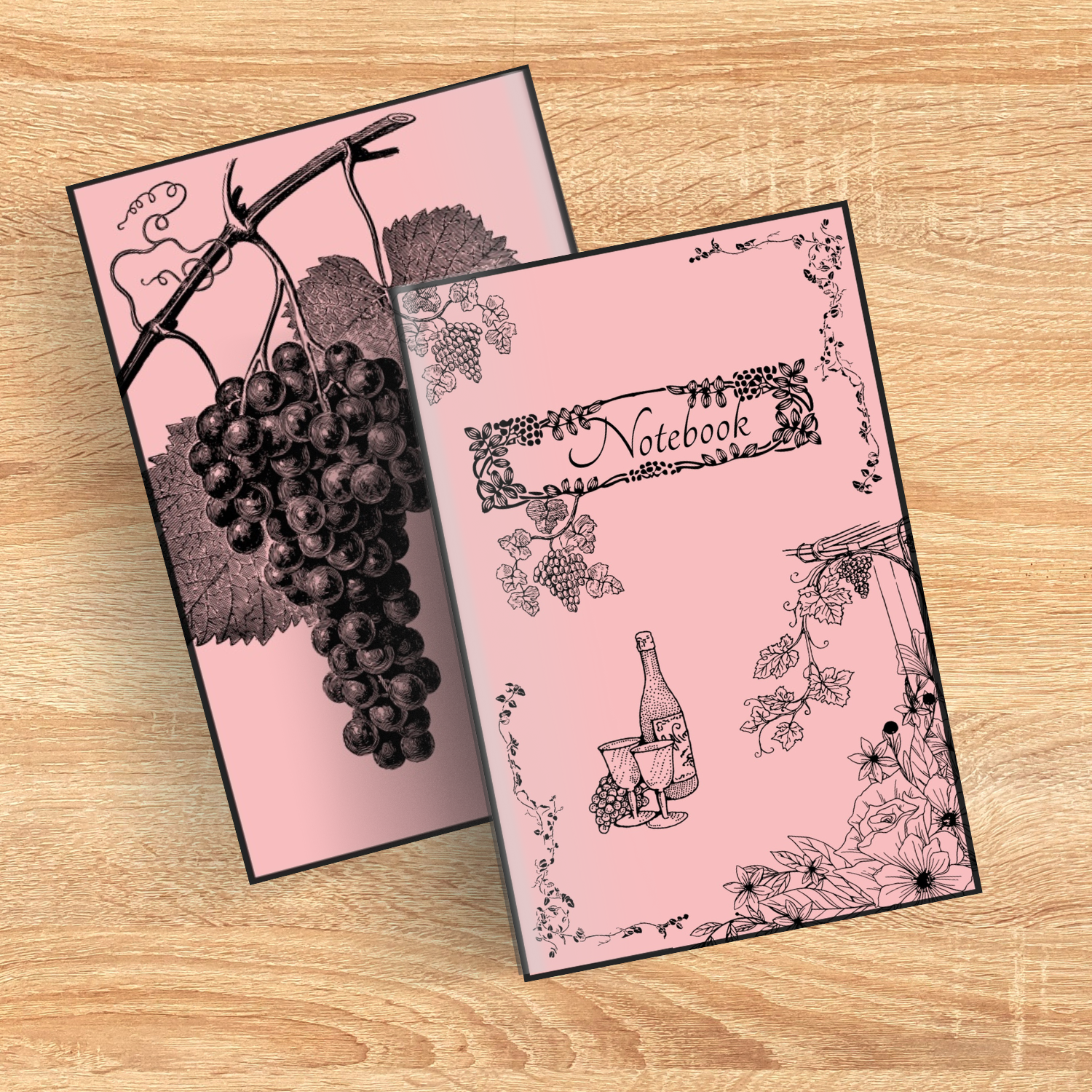 Front and Back Cover of Pink Wine Notebook